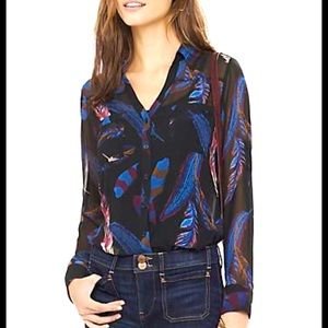 Express Portofino Shirt with Feather Print - EUC